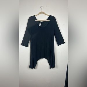 2 B Together M Tunic Pullover Top Woman’s Black Loose Fit 3/4 Sleeve